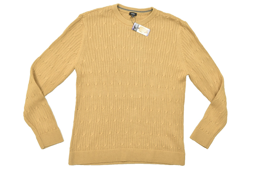 NEW Express Men XXL Camel Tan Cable Knit Sweater 100% Cotton NWT